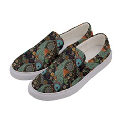 Pattern Background Fish Wallpaper Women s Canvas Slip Ons by Celenk