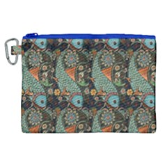 Pattern Background Fish Wallpaper Canvas Cosmetic Bag (xl) by Celenk