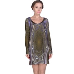 Fractal Waves Whirls Modern Long Sleeve Nightdress by Celenk