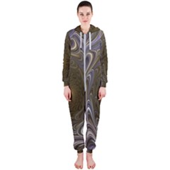 Fractal Waves Whirls Modern Hooded Jumpsuit (ladies)  by Celenk