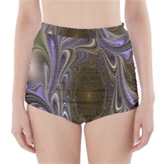 Fractal Waves Whirls Modern High-waisted Bikini Bottoms by Celenk