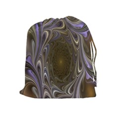 Fractal Waves Whirls Modern Drawstring Pouches (extra Large) by Celenk