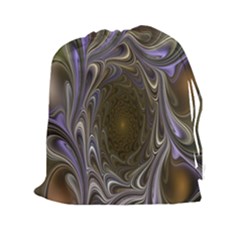 Fractal Waves Whirls Modern Drawstring Pouches (xxl) by Celenk