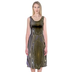 Fractal Waves Whirls Modern Midi Sleeveless Dress by Celenk