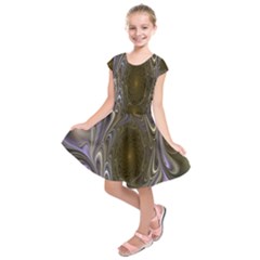 Fractal Waves Whirls Modern Kids  Short Sleeve Dress by Celenk