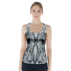 Fractal Blue Lace Texture Pattern Racer Back Sports Top by Celenk