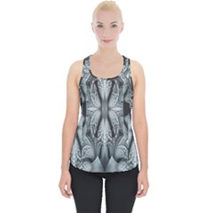 Fractal Blue Lace Texture Pattern Piece Up Tank Top by Celenk