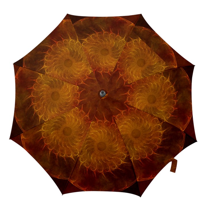 Orange Warm Hues Fractal Chaos Hook Handle Umbrellas (Large)