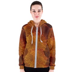 Orange Warm Hues Fractal Chaos Women s Zipper Hoodie by Celenk