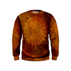 Orange Warm Hues Fractal Chaos Kids  Sweatshirt by Celenk