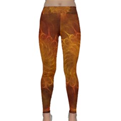 Orange Warm Hues Fractal Chaos Classic Yoga Leggings by Celenk