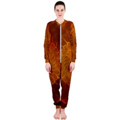 Orange Warm Hues Fractal Chaos Onepiece Jumpsuit (ladies)  by Celenk