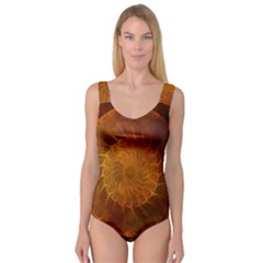 Orange Warm Hues Fractal Chaos Princess Tank Leotard  by Celenk