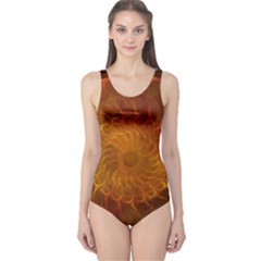 Orange Warm Hues Fractal Chaos One Piece Swimsuit by Celenk