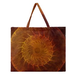 Orange Warm Hues Fractal Chaos Zipper Large Tote Bag by Celenk