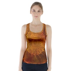 Orange Warm Hues Fractal Chaos Racer Back Sports Top by Celenk