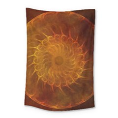 Orange Warm Hues Fractal Chaos Small Tapestry by Celenk