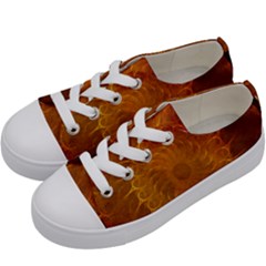 Orange Warm Hues Fractal Chaos Kids  Low Top Canvas Sneakers by Celenk