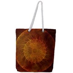 Orange Warm Hues Fractal Chaos Full Print Rope Handle Tote (large) by Celenk