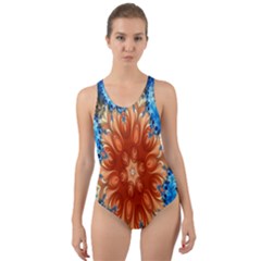 Alchemy Kaleidoscope Pattern Cut-out Back One Piece Swimsuit by Celenk