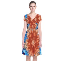 Alchemy Kaleidoscope Pattern Short Sleeve Front Wrap Dress by Celenk