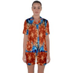 Alchemy Kaleidoscope Pattern Satin Short Sleeve Pyjamas Set by Celenk