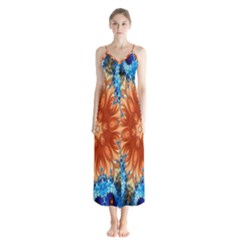 Alchemy Kaleidoscope Pattern Button Up Chiffon Maxi Dress by Celenk