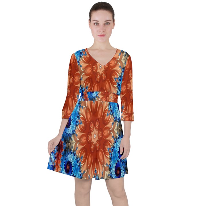 Alchemy Kaleidoscope Pattern Ruffle Dress