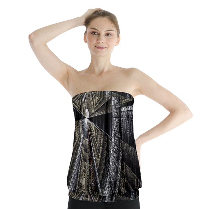 Fractal Circle Circular Geometry Strapless Top