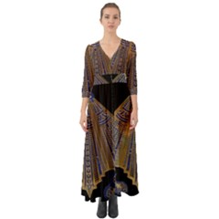 Deco Fan Button Up Boho Maxi Dress by DeneWestUK