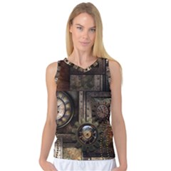 Steampunk, Wonderful Clockwork With Gears Women s Basketball Tank Top by FantasyWorld7