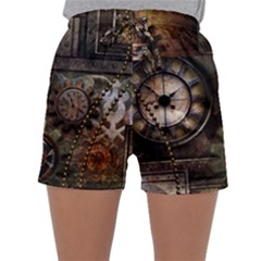 Steampunk, Wonderful Clockwork With Gears Sleepwear Shorts by FantasyWorld7