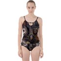 Steampunk, Wonderful Clockwork With Gears Cut Out Top Tankini Set View1