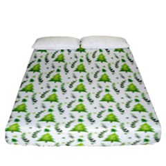 Watercolor Christmas Tree Fitted Sheet (california King Size) by patternstudio