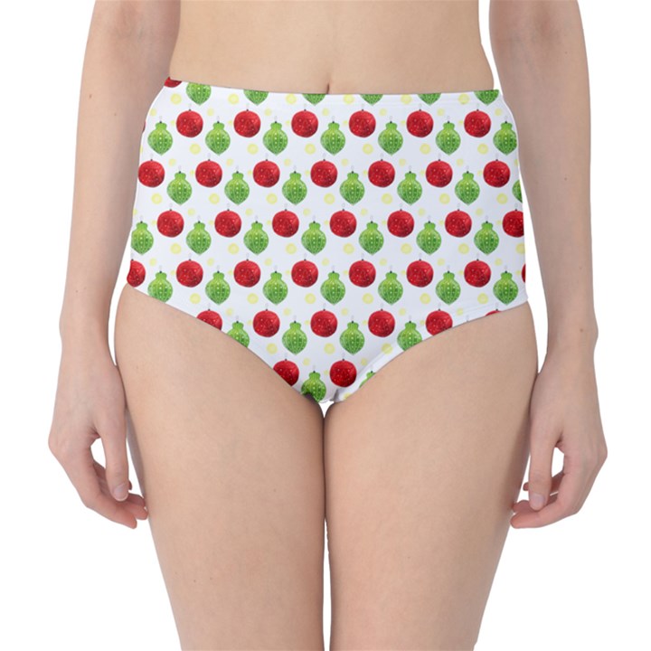 Watercolor Ornaments High-Waist Bikini Bottoms