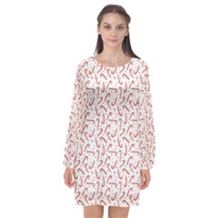 Candy Cane Long Sleeve Chiffon Shift Dress  by patternstudio