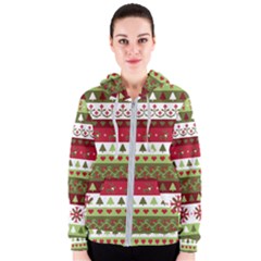 Christmas Spirit Pattern Women s Zipper Hoodie