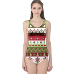 Christmas Spirit Pattern One Piece Swimsuit by patternstudio