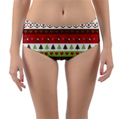 Christmas Spirit Pattern Reversible Mid-waist Bikini Bottoms