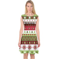 Christmas Spirit Pattern Capsleeve Midi Dress by patternstudio