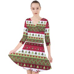 Christmas Spirit Pattern Quarter Sleeve Front Wrap Dress	 by patternstudio