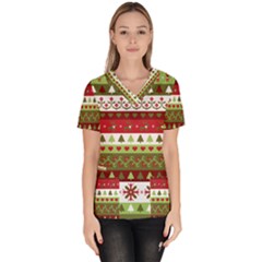 Christmas Spirit Pattern Scrub Top by patternstudio