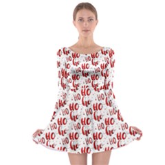 Ho Ho Ho Santaclaus Christmas Cheer Long Sleeve Skater Dress by patternstudio