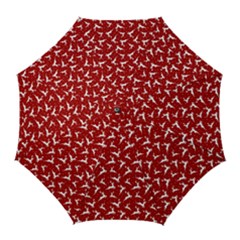 Red Reindeers Golf Umbrellas by patternstudio