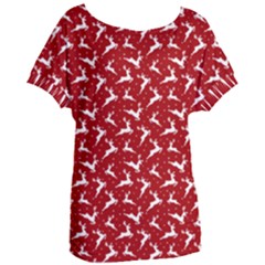 Red Reindeers Women s Oversized Tee by patternstudio