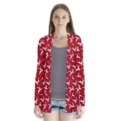 Red Reindeers Drape Collar Cardigan