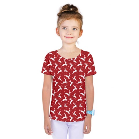 Red Reindeers Kids  One Piece Tee by patternstudio