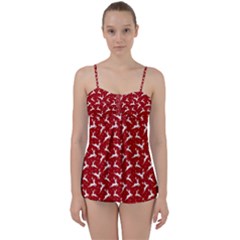 Red Reindeers Babydoll Tankini Set by patternstudio