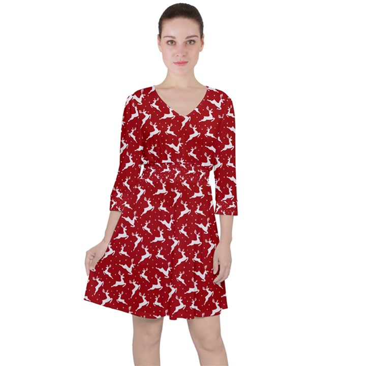 Red Reindeers Ruffle Dress