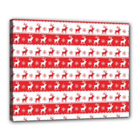 Knitted Red White Reindeers Canvas 20  X 16  by patternstudio